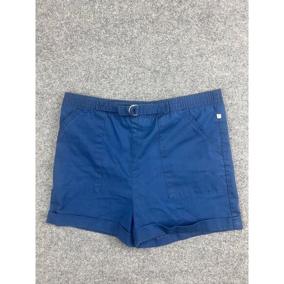 VNTG Wrangler Shorts Women's L Blue Pull On Belted Waist Pockets Chino USA Made - Picture 1 of 8